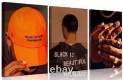 Black Men Canvas Wall Art Set of 3 Fashion African American Black Man Posters
