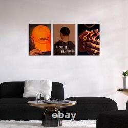 Black Men Canvas Wall Art Set of 3 Fashion African American Black Man Posters