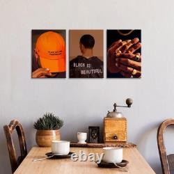 Black Men Canvas Wall Art Set of 3 Fashion African American Black Man Posters