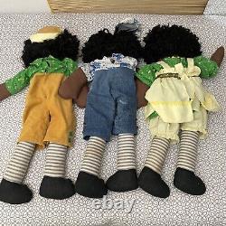 Black Raggedy Ann & Andy Dolls Vintage 26 Handmade African American -Lot Of 3