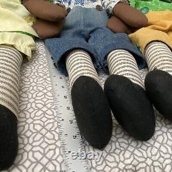 Black Raggedy Ann & Andy Dolls Vintage 26 Handmade African American -Lot Of 3