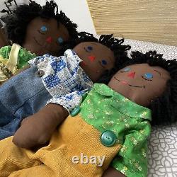 Black Raggedy Ann & Andy Dolls Vintage 26 Handmade African American -Lot Of 3