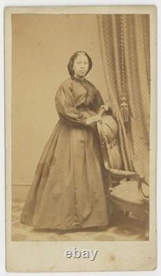 Black Woman CDV 1860 Civil War Elegant Hoop Dress African American Slavery Era