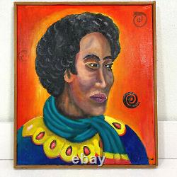 Black Woman Portrait Original Painting Folk Art African American Acrylic 18X16