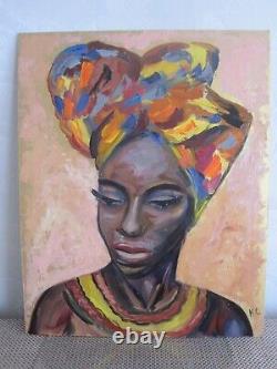 Black woman painting, art african american woman, portrait black woman painting