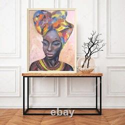 Black woman painting, art african american woman, portrait black woman painting