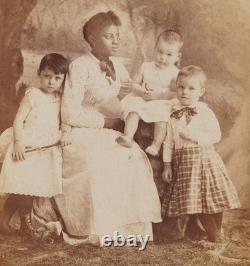 CABINET CARD AFRICAN AMERICAN BLACK NANNY WITH WHITE CHILDREN MEMPHIS TENN 1880s