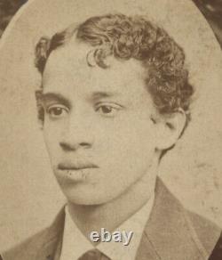 CDV PORTRAIT OF AFRICAN-AMERICAN MAN With CURLED HAIR NEW BRIGHTON, PA
