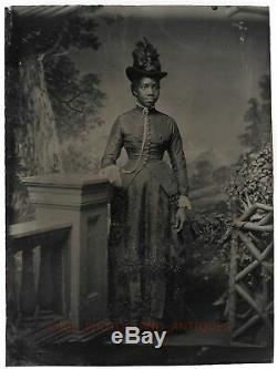 C. 1890s Tintype Beautiful Victorian Black Woman African American Photo