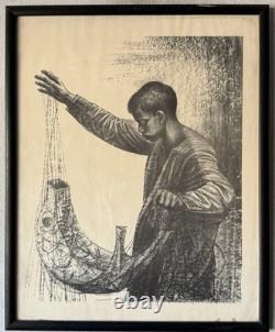 Charles Wilbert White Antique Black African American Boy Lithograph Vintage 1961
