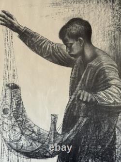 Charles Wilbert White Antique Black African American Boy Lithograph Vintage 1961