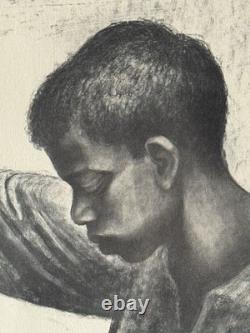 Charles Wilbert White Antique Black African American Boy Lithograph Vintage 1961