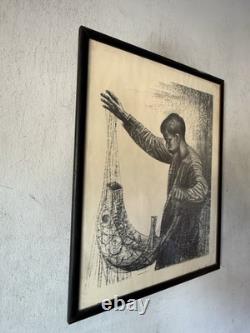 Charles Wilbert White Antique Black African American Boy Lithograph Vintage 1961