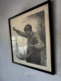 Charles Wilbert White Antique Black African American Boy Lithograph Vintage 1961