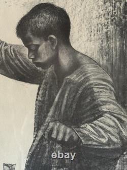 Charles Wilbert White Antique Black African American Boy Lithograph Vintage 1961