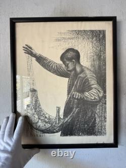Charles Wilbert White Antique Black African American Boy Lithograph Vintage 1961