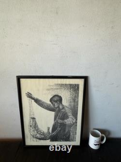 Charles Wilbert White Antique Black African American Boy Lithograph Vintage 1961