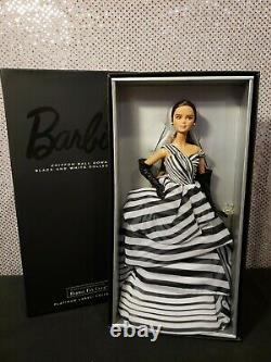 Chiffon Ball Gown Barbie Doll Platinum Label Black White Collection Mattel Dgw59