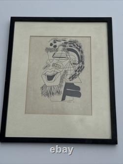 Cubist Drawing African American Black Artist Famous Modernist Face Heads Mystery