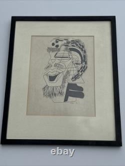 Cubist Drawing African American Black Artist Famous Modernist Face Heads Mystery