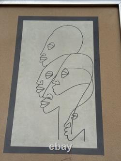Cubist Drawing African American Black Artist Famous Modernist Face Heads Mystery