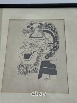 Cubist Drawing African American Black Artist Famous Modernist Face Heads Mystery