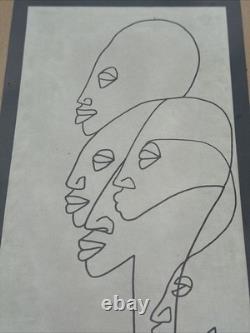 Cubist Drawing African American Black Artist Famous Modernist Face Heads Mystery