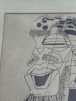 Cubist Drawing African American Black Artist Famous Modernist Face Heads Mystery