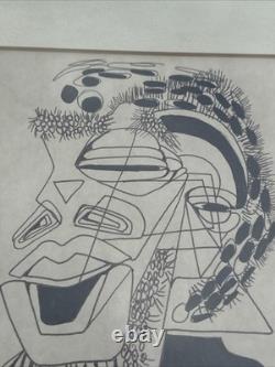 Cubist Drawing African American Black Artist Famous Modernist Face Heads Mystery