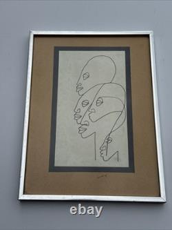 Cubist Drawing African American Black Artist Famous Modernist Face Heads Mystery
