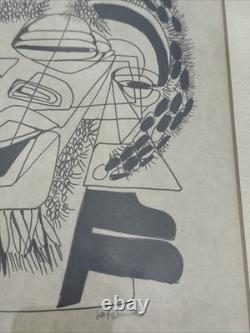 Cubist Drawing African American Black Artist Famous Modernist Face Heads Mystery