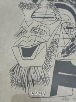 Cubist Drawing African American Black Artist Famous Modernist Face Heads Mystery
