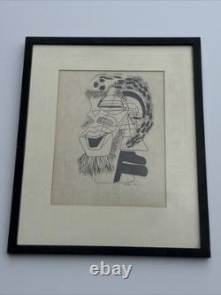 Cubist Drawing African American Black Artist Famous Modernist Face Heads Mystery