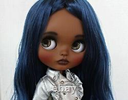 Custom Art OOAK TBL Factory Fake African American Black Blue Hair AA Blythe Doll