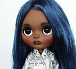 Custom Art OOAK TBL Factory Fake African American Black Blue Hair AA Blythe Doll