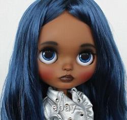 Custom Art OOAK TBL Factory Fake African American Black Blue Hair AA Blythe Doll