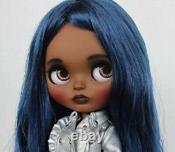 Custom Art OOAK TBL Factory Fake African American Black Blue Hair AA Blythe Doll