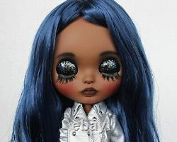 Custom Art OOAK TBL Factory Fake African American Black Blue Hair AA Blythe Doll