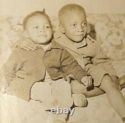 Cute Brother-Sister on Couch African American Photo Black Americana Vtg Boy/Girl