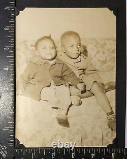 Cute Brother-Sister on Couch African American Photo Black Americana Vtg Boy/Girl