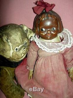 Cute antique c1910, BLACK Horsman compo. DOLLY DINGLE Campbell Kid, Drayton doll