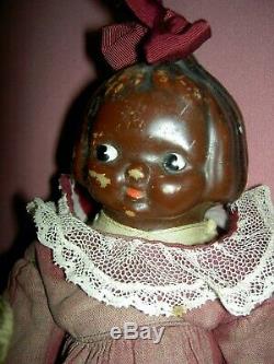 Cute antique c1910, BLACK Horsman compo. DOLLY DINGLE Campbell Kid, Drayton doll