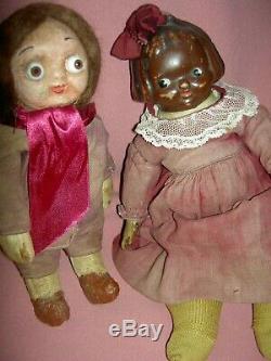 Cute antique c1910, BLACK Horsman compo. DOLLY DINGLE Campbell Kid, Drayton doll
