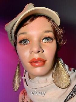 DECTER Vintage 60s Realistic Full Female Mannequin Sitting Black Ethnic Freckles