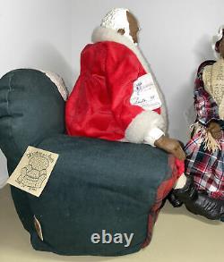 Daddy's Long Legs Dolls 95 BLACK SANTA & Mrs ODESSA CLAUS & Overstuffed Chair