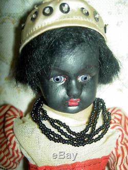 Darling, Simon Halbig 1078 antique BLACK bisque doll, Nubian boy, orig. Costume