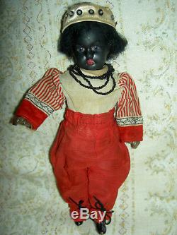 Darling, Simon Halbig 1078 antique BLACK bisque doll, Nubian boy, orig. Costume