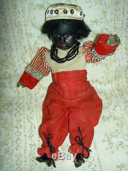 Darling, Simon Halbig 1078 antique BLACK bisque doll, Nubian boy, orig. Costume