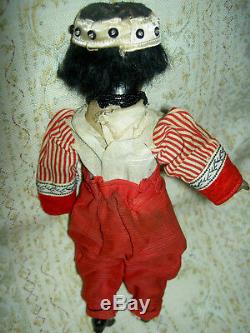 Darling, Simon Halbig 1078 antique BLACK bisque doll, Nubian boy, orig. Costume