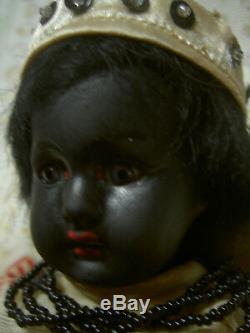 Darling, Simon Halbig 1078 antique BLACK bisque doll, Nubian boy, orig. Costume